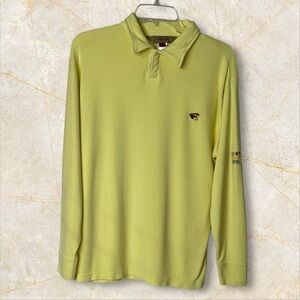 Redington Mens Large Long Sleeve Yellow Quick Dry UPF 30+ High Wick Collared Top